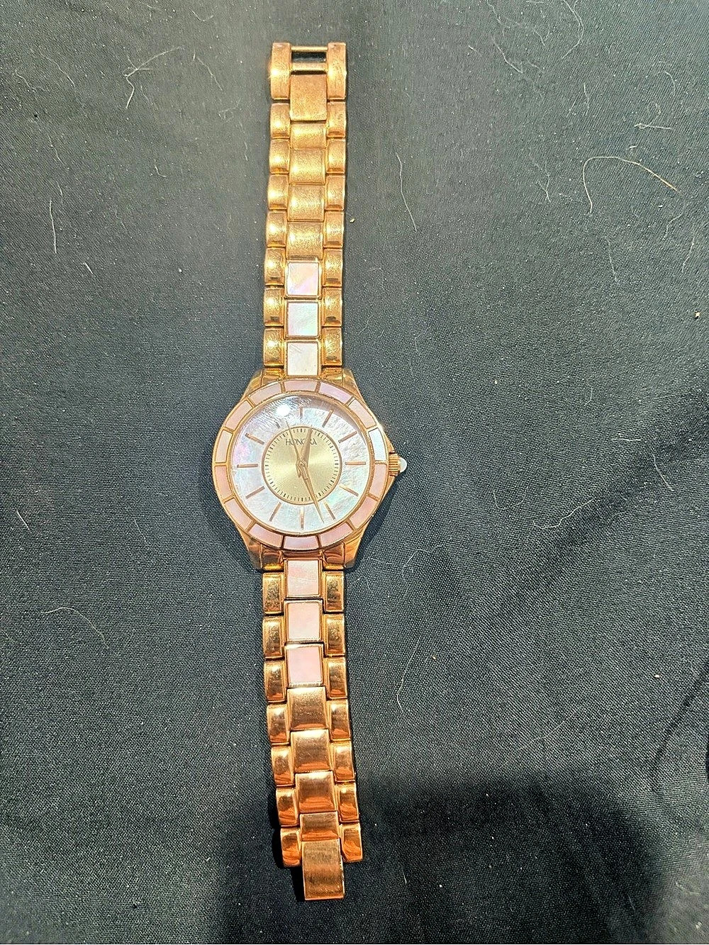 Honora Mother-of-Pearl Round Case Stainless Steel Bracelet Watch Gold-Tone Pink